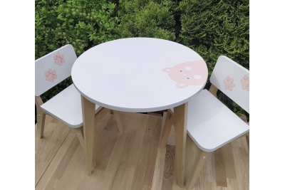 Детский столик и стульчик Классик апликация котик (комплект 1+2)