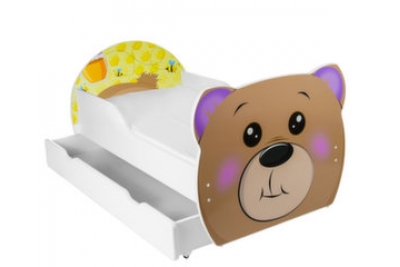 Кровать детская от 3-х лет Оскар фигурная   с матрасом  "Мишка" с ящиком.