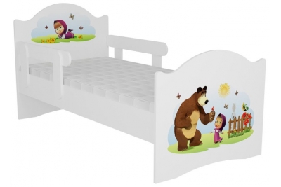 Кровать детская с бортиками от 3-х лет "Маша и Медведь " с матрасом.