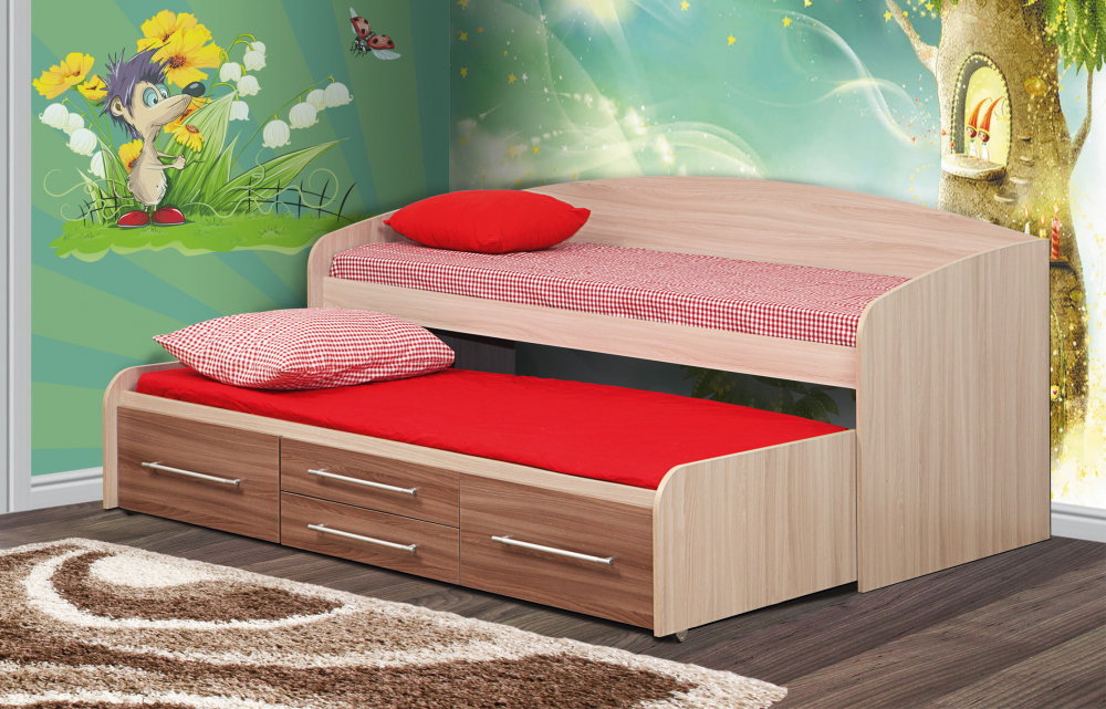 Кровать детская Адель-5 с дополнительным спальным местом (цвет ясень шимо).